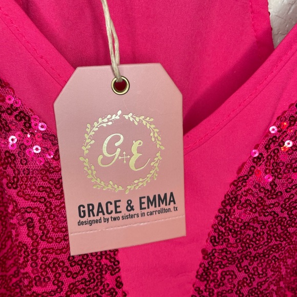 DESTINED TO SHINE HOT PINK SEQUIN TANK Size Small NWT - Picture 3 of 4